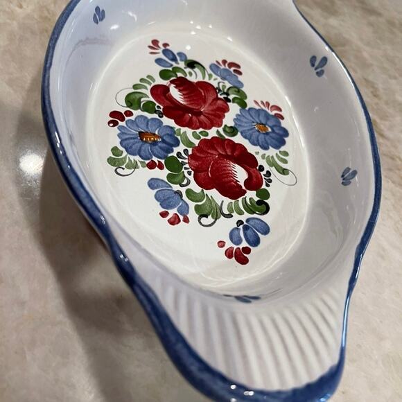 Graf Keramik floral handpainted pottery gratin dish Austria - Picture 4 of 12